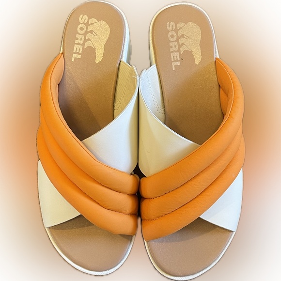 Sorel Cameron Puff Leather Wedge Slide Sandals Womens Size 7 - Picture 3 of 8